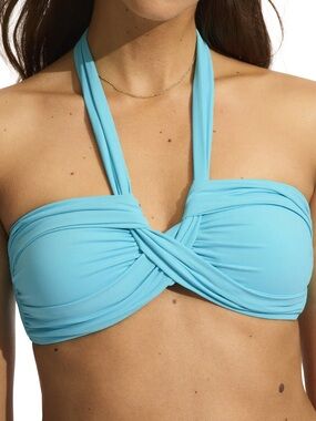 Seafolly Aqua Twist Bandeau Halter Bikini Top